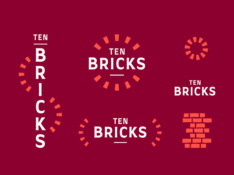 Ten Bricks Logo system 10bricks bricks circular logo graphic design logo logo 2d logo system logos mortani ten bricks logo tenbricks
