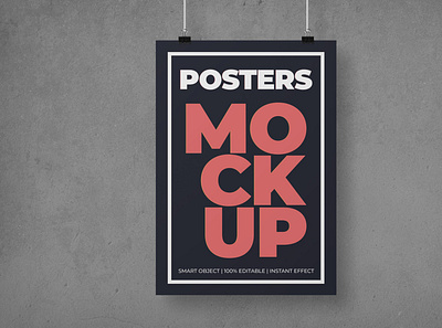 Free Hanging Poster Mockup PSD branding design free mockup freebies mockup mockup design mockup psd poster mockup product design psd mockup