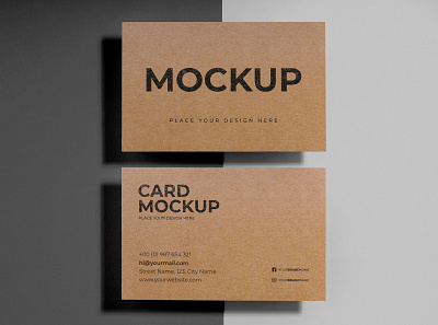 Free Kraft Business Card Mockup PSD business card mockup free mockup freebies mockup mockup design mockup psd psd mockup