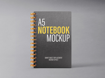 Free A5 Notebook Mockup PSD free mockup freebies mockup mockup design mockup psd notebook mockup product design psd mockup