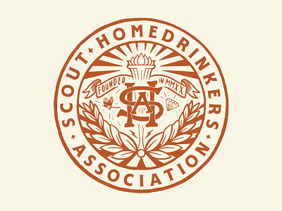 Scout Homedrinkers Association Crest branding design drawing graphicdesign illustration typography vector vintage