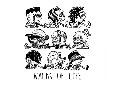 Walks of Life black and white graphic ink logo tattoo traditional vector