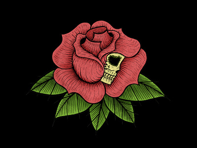 Dia del Muerte Rose graphic ink inktober tattoo