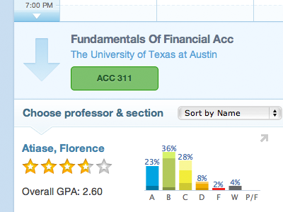 Schedule Planner - Course Selection classes college college app courses ui university web app