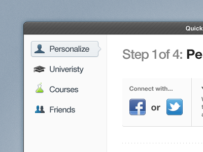 Account Setup! setup steps facebook connect facebook courses university light box modal edit black pattern
