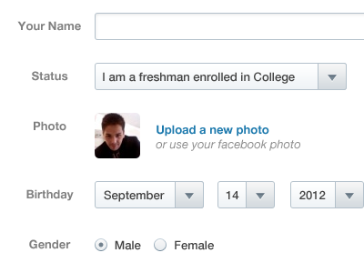 Forms, we all need them. birthday drop down forms input photo