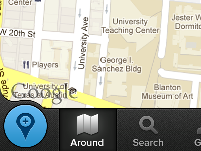 Add a location around blue button ios iphone maps nav bar retina