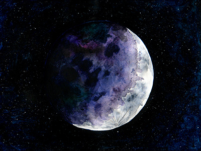 Crescent Moon acrylic art artist artwork illustration illustrator moon paint painting space traditional watercolor