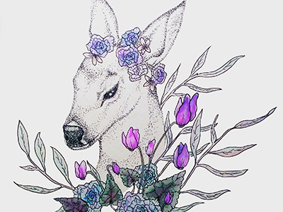 Doe animals artwork botanical illustration illustrator ink paint painting stippling traditional watercolor wildlife