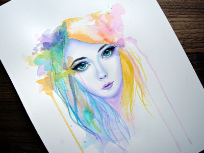 Persephone art artist artwork face female illustration illustrator paint painting portrait traditional watercolor