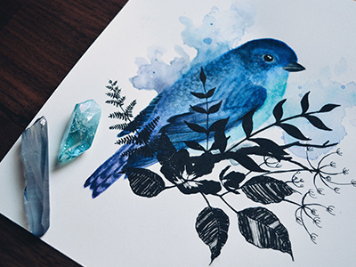 Birds & Botanicals artist artwork botanical floral illustration illustrator ink nature paint painting traditional watercolor