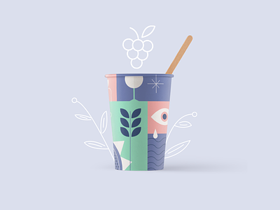Berry Bliss berry branding coffee cup drink grape illustration leaf packaging pattern plant purple