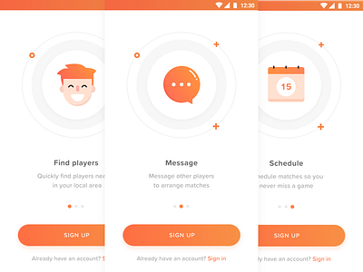 Onboarding illustrations android app calendar gradient illustration interface mobile onboarding orange person phone ui