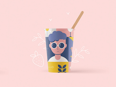 Strawberry Smoothie cup drink glasses illustration illustrator packaging pink purple smoothie strawberry summer