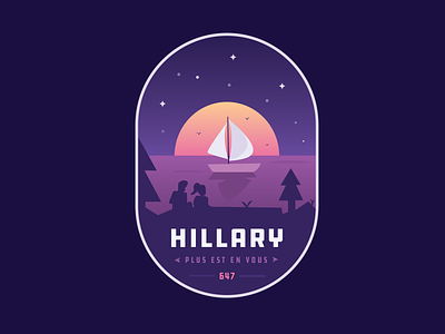 Hillary Badge adventure badge badgedesign illustration night outdoors patch sailboat sailing stars sunset tramping tree