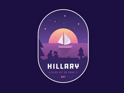 Hillary Badge adventure badge badgedesign illustration night outdoors patch sailboat sailing stars sunset tramping tree