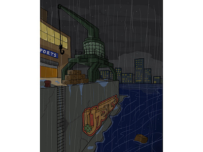 Rainy harbour comic dark harbour illustration inking mystical pencil port procreate rain sketch