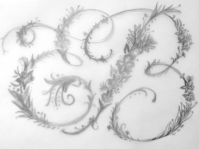 E&B Monogram Sketch flora floral flowers hawaii monogram romantic sketch wedding