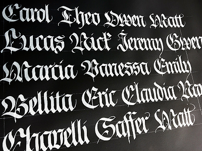 Fraktur names black and white blackletter calligraphy fraktur hand lettering ink lettering names pen and ink