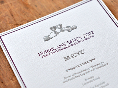 Commemorative Letterpress Printed Menu