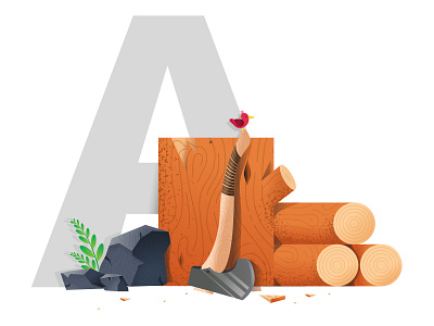 36 Days of type - A 36 days 36 days a 36 days of type axe design illuatration illustrator lettering vector wood