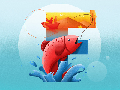 36 Days of type - F 36 days f 36 days of type lettering 36days 36daysoftype adobe art character color creative design fisherman fishing gradient illustraion illustrator nature typo typography vector water