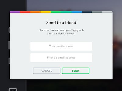 Send to a friend email formsheet ipad modal rainbow share