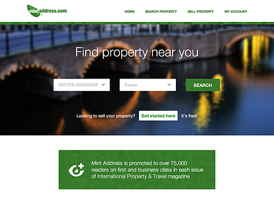 Mintaddress.com redesign blur green homepage property property portal search web