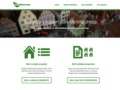 Sell your property blur green landing landing page mintaddress property property portal web