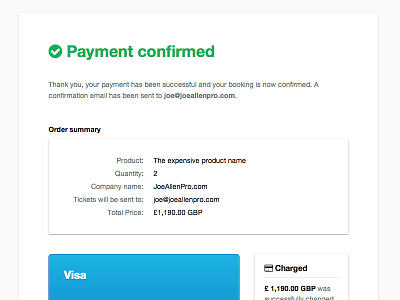 Payment confirmed checkout confirmation payment stripe visa web