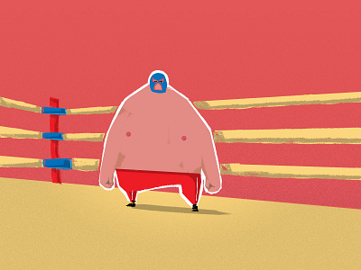 Wrestler character design doodle illustration illustrator pink vector wrestler