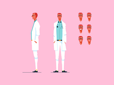 Doctor character doodle illustration pink vector