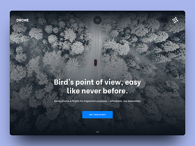 Drone Landing page / Hero Header 30daysofwebdesign button clean drone gradient header hero landing page minimal navigation photo top typography ui ui design ux ux design view webdesign website