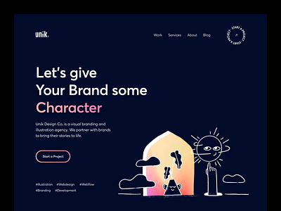 unik Hero Header Dark | Agency Landingpage