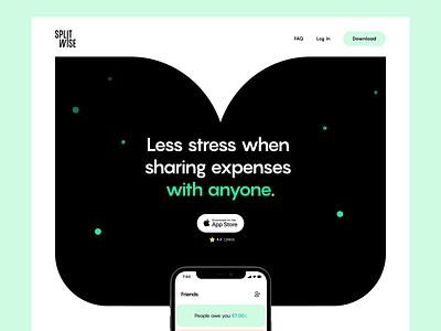 Splitwise Hero Header Concept | Sharing expenses App 2021 design clean concept design hero header hero section home page landing page minimal modern share expenses typography ui ui design user interface ux ux design web web design website