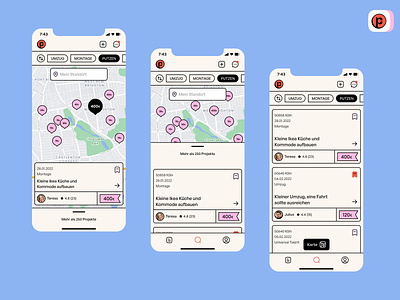 PickAnAnt Rebranding Concept | Search | Project Searching App adobe xd app cards clean filter light mode list maps mobile mobile ui modern pin project projects app search search position ui ui design ux ux design