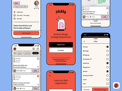 PickAnAnt Rebranding Concept | App UI | Project Searching App adobe xd app app design cards clean filter icons illustration interface design login minimal mobile app project search register register process sign up ui ui design ux ux design