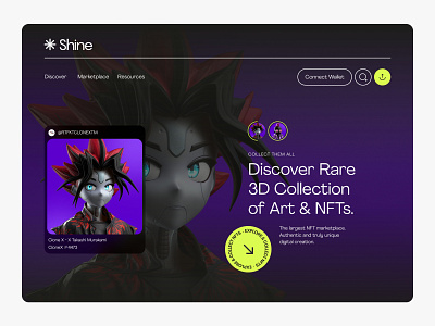 Shine Hero Header | NFT Marketplace