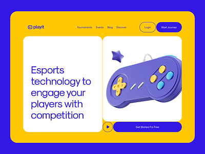 PlayIt E-Sports Tournaments Hero Header 🎮 3d 3d icon 3d website clean controller esport gamers gaming website icon minimal play remote typography ui ui design ux ux design web web design website