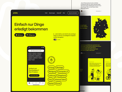 PickAnAnt Rebranding Concept | Landing Page adobe xd app website black clean design hero illustration landing page minimal project searching rebrand typography ui ui design ux ux design web web design website yellow