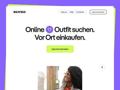 BLVRD Rebranding Concept | Fashion App Hero Header app landingpage clean clothes concept green header hero hero header hero section landingpage minimal purple trendy typography ui ui design ux ux design web design website