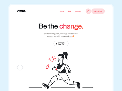 runn Hero Header Concept | Sport App Landingpage adobe xd app character clean header hero hero section illustration landingpage light theme minimal running sport illustration typography ui ui design ux ux design webdesign website