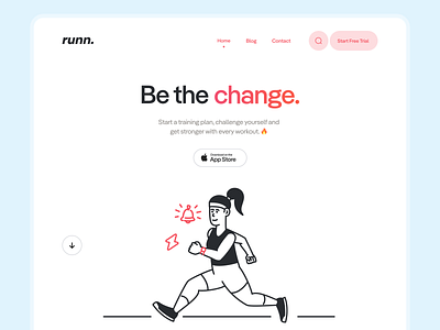 runn Hero Header Concept | Sport App Landingpage