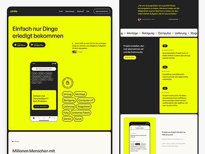 PickAnAnt Rebranding Concept | Landing Page adobe xd app website black yellow clean hero landing page minimal project searching projects app rebrand redesign typography ui ui design ux ux design web webdesign website website design
