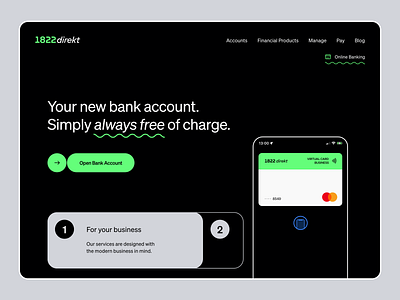 1822direkt Hero Header Redesign Concept | Bank