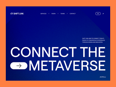 Shift Link Hero Header Concept | Metaverse big font blue clean dark theme hero header landingpage meta metaverse metaverse landingpage minimal modern typography ui ui design ux ux design web web design webpage website