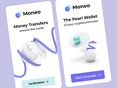 The Pearl Wallet app application c4d design earth geometric illustration login money onboarding payment pearl registration start trade ui wallet