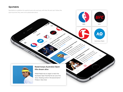 Sports bits news app icon type ui ux