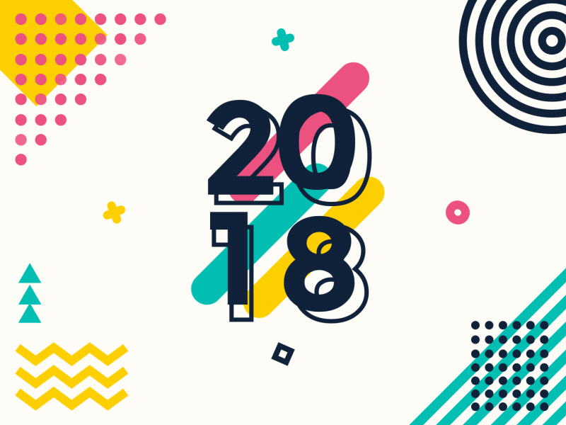 New Year 2018 2018 2k18 animation flat gif happy memphis motion graphics new shapes year
