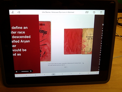 Side-scrolling iPad app holocaust ipad tablet ui wwii